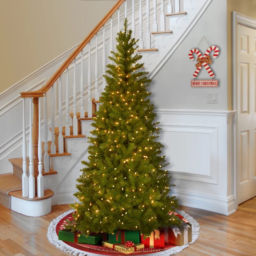 Trees | National Tree Company Pre-Lit Artificial Slim Christmas Tree Green Aspen Spruce White Lights Includes Stand 75 Feet F2L4F102